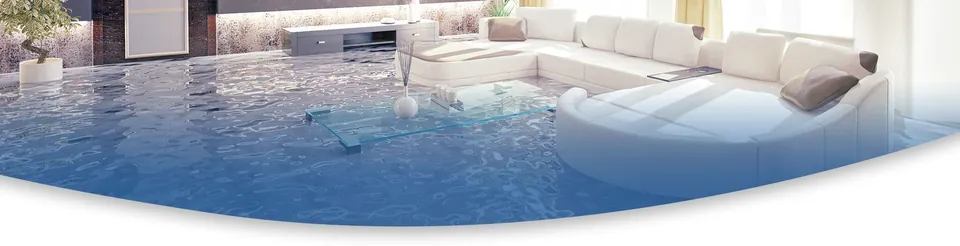 Illustration of a living room affected by standing water